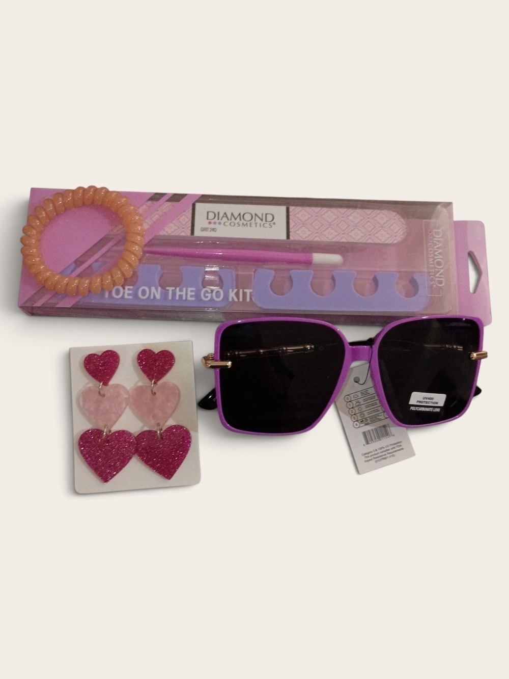 Purple Sunglasses & Accessories Set With Earrings